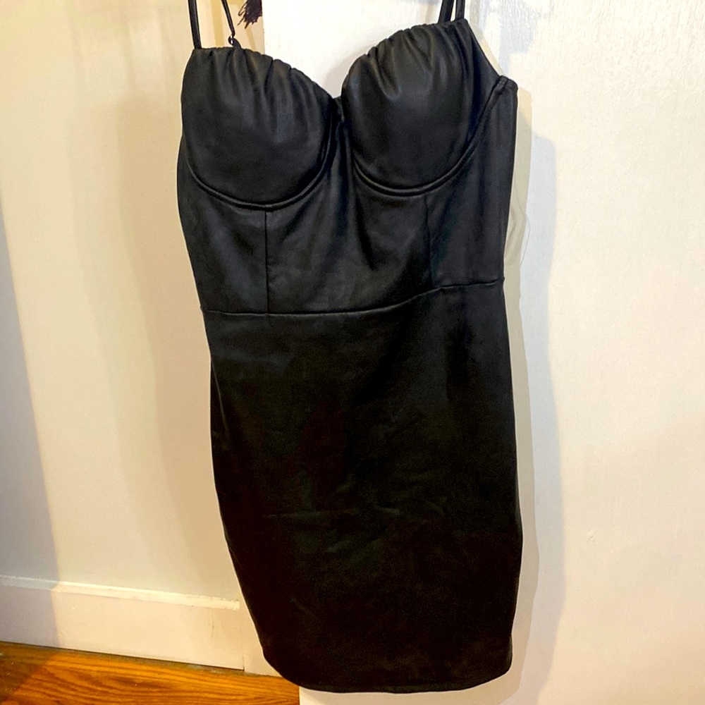 Black leather slim dress size small